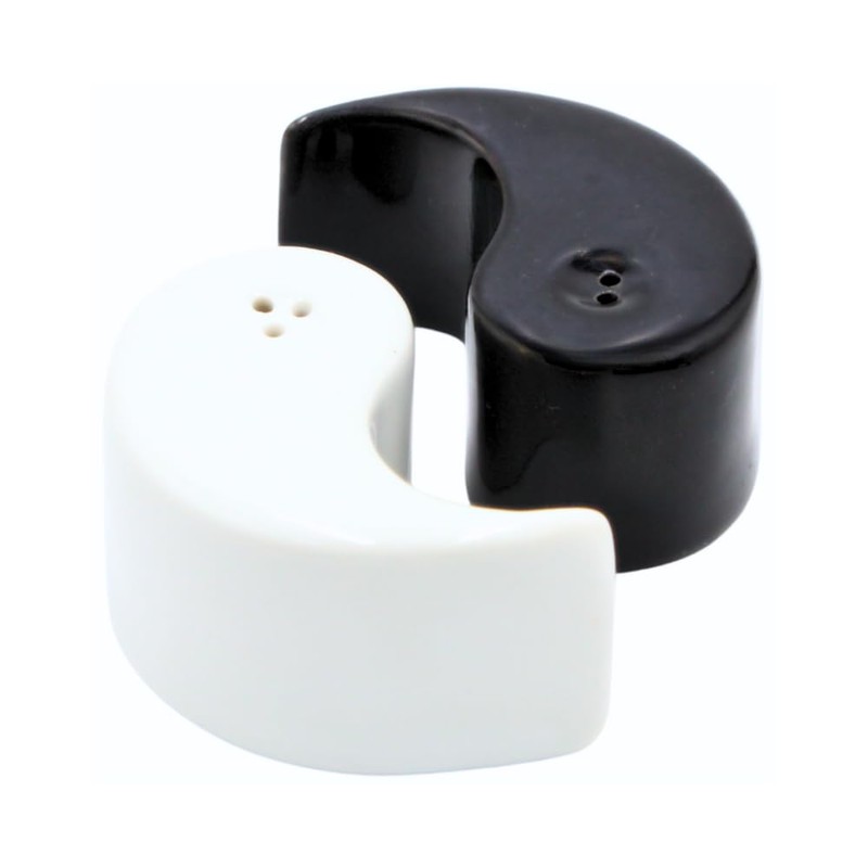 Dekohelden24 Yin Yang Ceramic Salt & Pepper Shakers in Black