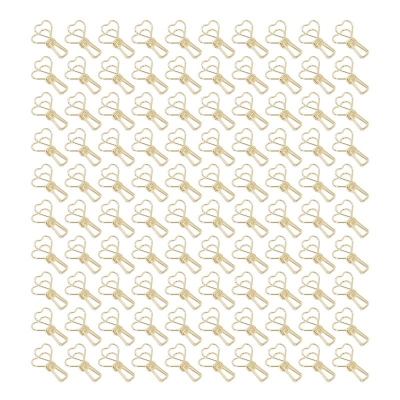 100pcs Binder Clips Heart Style Long Tail Shape Metal Iron