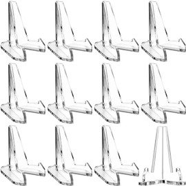 2.68 Inch Tall Mini Clear Acrylic Easel Stands Coin Display Easel, 12 Packs