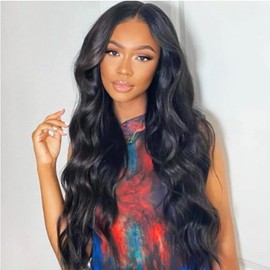 1B Natural Black Long Curly Synthetic Hair Wigs for Women Realistic Looking Pure Black Hair Quality 24 Inch 150 Degree