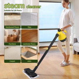 Steam Mop with Detachable Handheld Steam Cleaner,350ml 1050W Floor Steamer Cleaner for Home with 16 Accessory Kit, Multi-Purpose Steamer for Cleaning Floor, Tile, Windows, Couch, Grout,Dirt（yellow）