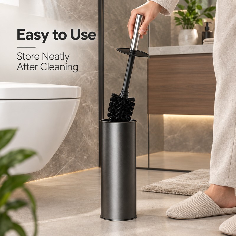 Toilet Brush and Holder Set – Heavy-Duty Long Handle Bathroom