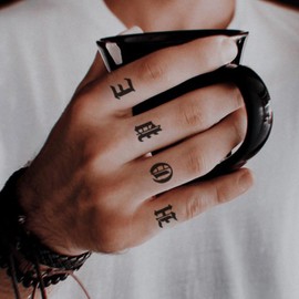 WEEKINK Old English Gothic Alphabet Letter Temporary Tattoos – Realistic Name & Word Fake Tattoo for Finger, Wrist & Neck, Long Lasting Semi-Permanent Tattoos for Men & Women