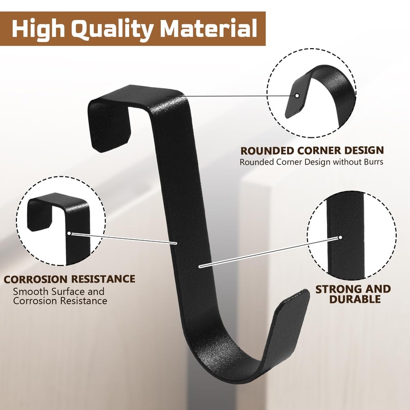 PHITUODA 6 Pack Over The Cabinet Door Hooks Black Towel
