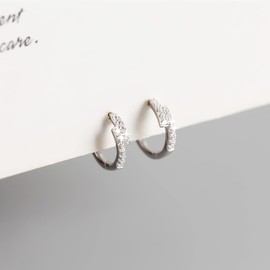 MENDOZZA Mini Hoop Earrings 925 Sterling Silver Women's Earrings Zirconia Hoops Silver Gold 13 mm, Sterling Silver Cubic Zirconia