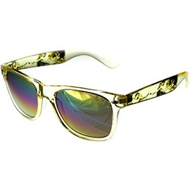 Aloha Eyewear Love Wins Unisex Rainbow Mirror Lens Sunglasses with Michaelangelo Print (Gold w/Rainbow)