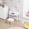 UTEX Kids Vanity, Girls Vanity Set with Mirror and Stool