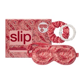 Slip Pure Silk Demi Beauty Sleepover Set: Includes Maude Contour Mask with Demi Piping for Delicate Lashes, Demi Large Scrunchie & Bianca Skinny Scrunchie