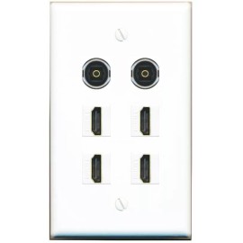 Wallplate City 6 Port 1 Gang Jack Face Cover Coupler 4 HD 2 TOSLINK Wall Plate