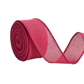 Meseey Burlap Wired Ribbon 1-1/2 Inch Wired Edge Ribbon for DIY Projects, Gift Wrapping, Wreaths, Christmas Decoration (Hot Pink, 10 Yards)