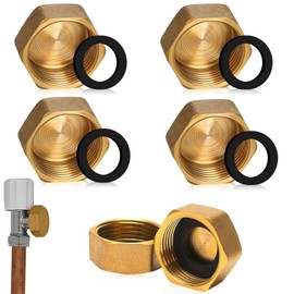 6PCS Brass Blanking Cap, Female Blanking Stop Cap with Washers, Hex Brass Blanking Nut Caps, for Washing Machine Radiator Valve faucets Tap, Plumbing Solutions (1/2 inch)