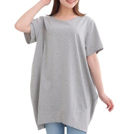 Happy Marilyn 430893 Women's Tunic with Large Sizes, Cocoon Silhouette, Loose Fit, Simple, Body Cover, Short sleeve/heather gray