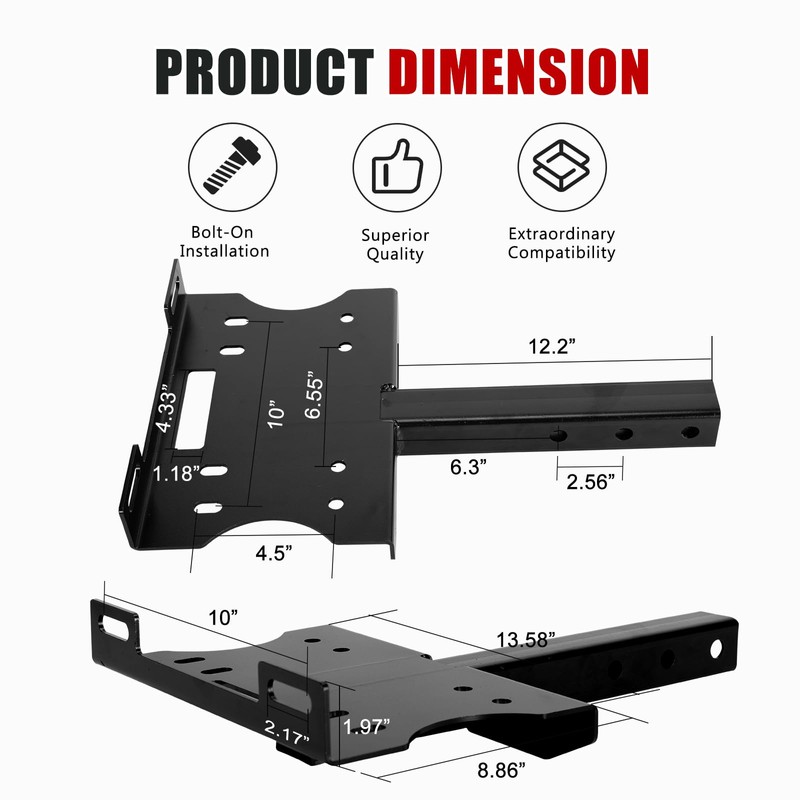 FieryRed Universal 2" Receiver Trailer Hitch Winch Mount Plate, Winch