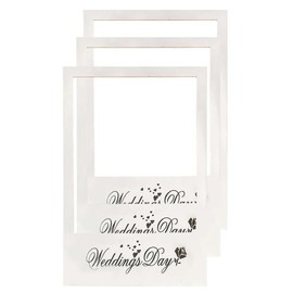 TENDYCOCO Wedding Photo Booth Frame, 3pcs Selfie Props DIY Paper Photo Frame Prop for Wedding Party