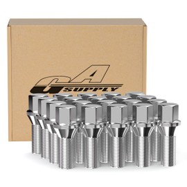 GAsupply 12x1.25 Lug Bolts Compatible wtih Jeep Compass, Renegade, Cherokee, Fiat, Chrysler 200,Dodge Dart, 28mm Shank, 20pcs Chrome Conical Seat 56mm Tall Lug Studs for Wheel Spacers, 17mm Hex