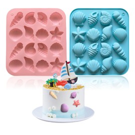 EUYKQNOI 2 Stück Silikonform Meerestiere Seestern Silikonform Silikonformen Meerestiere,Muschelform Fondant Formen 3D Ozean Tier Silikonformen Schokolade Für SüßIgkeiten Kuchen Gelee Seifenherstellung