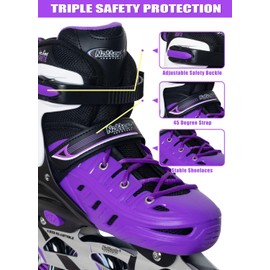 MammyGol Adults Adjustable Inline Skates, Safe and Durable Roller Skates with Giant Wheels, High Performance Professional Skates for Men Women White Purple