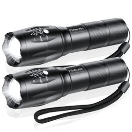 flintronic LED Torches, 2 Lumens, Waterproof Hand Torch, 5 Modes, Mini Torch, Zoomable Focus, Gift, Super Bright Tactical Torch for Children, Fishing, Emergency Lighting, Pack of 2