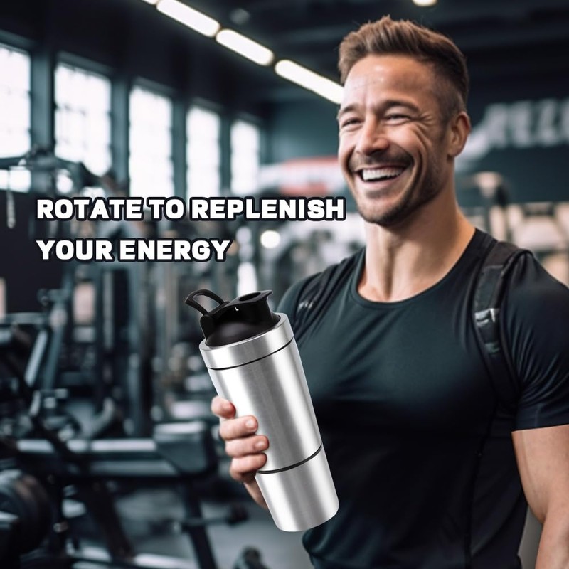 VALESKA Stainless Steel Protein Shaker Bottle, 27.0 Fl Oz, Insulated,