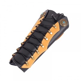 DONGKER Archery Arm Guards,Forearm Protection Guards Adjustable Leather Gauntlet Wristband Medieval Armor Bracers for Hunting Shooting