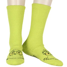 MJC International Group, LLC The Grinch Slipper Socks Dr Seuss Grinch Who Stole Christmas Adult Character Holiday Gripper Socks OSFM For Men and Women