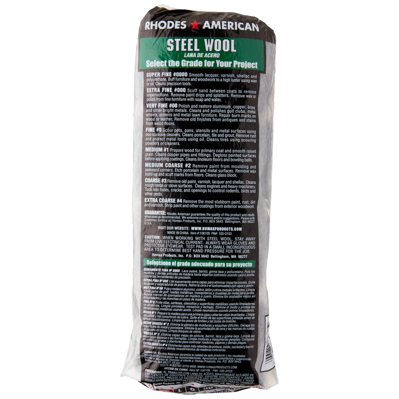 #2 Homax 106605-06 Rhodes American Steel Wool Pad Medium Course