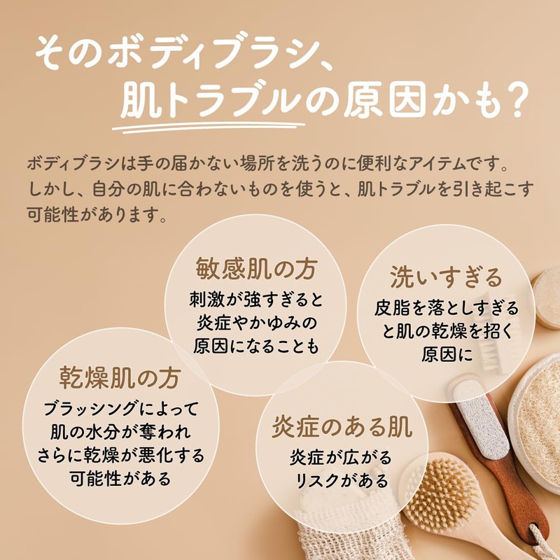 ボディブラシ 背中ブラシ 敏感肌 柔らかい極細毛120万本 背中洗い・背中ニキビ対策に |Rakurakudo