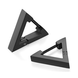 ALOHAMONI Triangle Earrings, Triangle, Triangle, Triangle Hoop Earrings, Stainless Steel, Hypoallergenic, Binaural, Set of 2, Medium Folding Design, Small, Lightweight, Simple, Ring, Hoop Earrings,