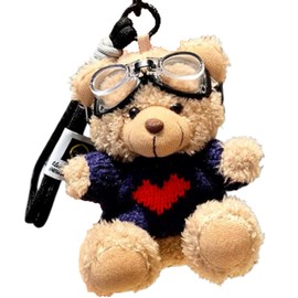 Amili 8 Types Bear Matching Keychains Fluffy Cute Teddy Bear Stylish Plush Toy Gift Strap Key Ring, white
