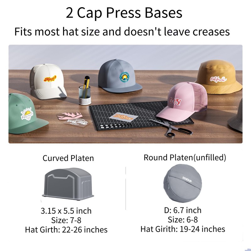 EENOUR Hat Press Machine, Mini Heat Press for Caps with