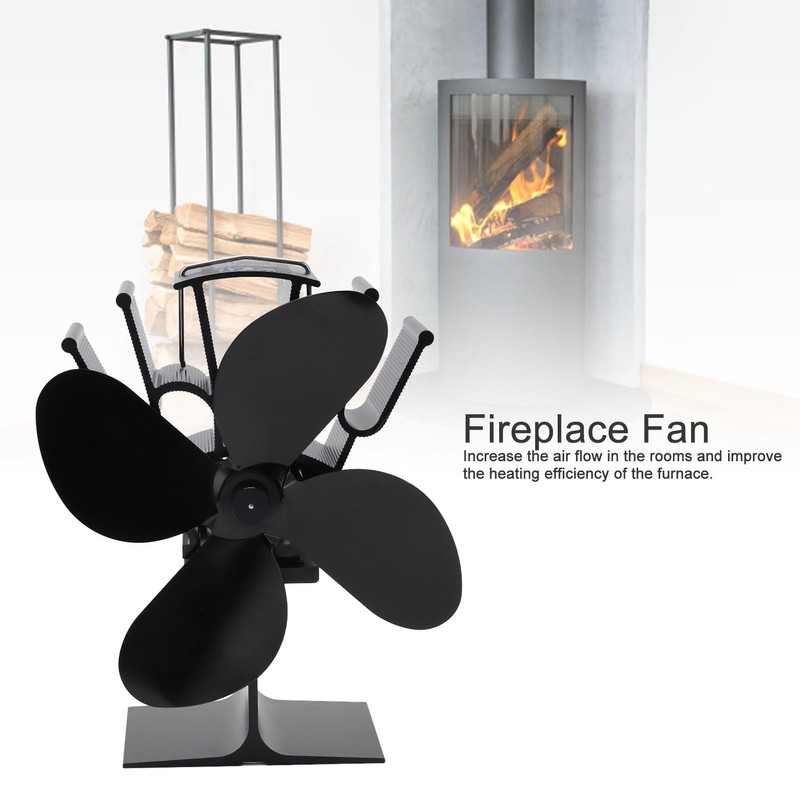 4 Blade Heat Powered Stove Fan Silent Eco Friendly Aluminium