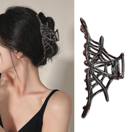 Metal Hair Clips with Spider Web Claw Design - Strong & Neutral Black Exquisite French Luxury Hair Accessories for Women and Girls, 1 Pack Large