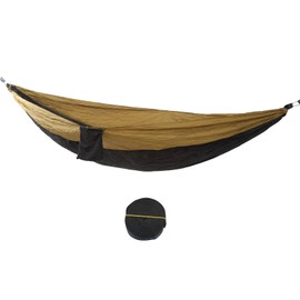 Double Portable Hammock Quick Drying Nylon Camping Hammock with Tree Strap for Outdoor Hiking Travel Backpacking Camel Black