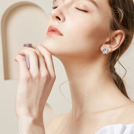 Sonateomber Large Gold Silver Tones Firework Flower Stud Earrings for Women Girls， Statement Chunky Front Back Earings Holiday Prom Hypoallergenic Fashion Jewelry Gift