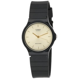 Casio Men's MQ24-9E Black Resin Quartz Watch with Gold Dial