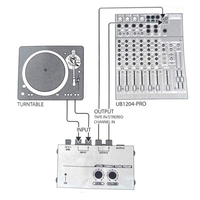 Phono Turntable Preamp Ultra Low Noise Independent Volume Control Phonograph