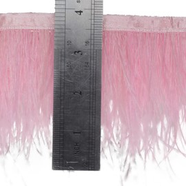 Ostrich Feathers Sewing Fringe Trim Ribbon for Crafts Clothes Accessories Latin Wedding Dress DIY 2-5 Yards 3-4inch Width (5 Yards, Baby Pink)