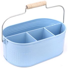 Alpha Living Home Silverware Caddy, Wooden Utensil Holder, Picnic Cutlery Holder, Organizer Bin Holder for Forks, Spoons, Knives - Perfect for Kitchen Countertop - Arctic