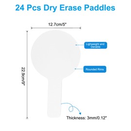 PATIKIL 9 x 5 Inch Dry Erase Boards, Pack of 24 Hand-Held Double-Sided Circle Answer Boards for Voting Games, Teaching, Office and Parties
