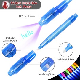 vamei 48 Pieces UV Pen Magic Pens Children UV Light Notebook Detective Set Explorer Children Party Bag Children's Birthday Detective Birthday Give Aways Children's Birthday Party Gift Children