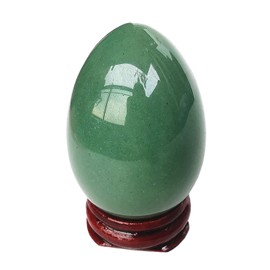 Manekieko Natural Green Aventurine Oval Chakra Meditations and Decoration for Balancing Precious Stones and Crystal Figurines, 5 x 3.5 cm Reiki Healing and Yoga Practitioner with Wooden Stand