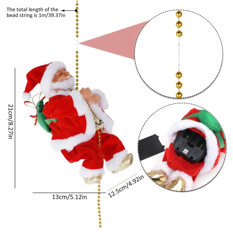 Automatic Climbing Santa Clause With Climb Beads Rope With Music