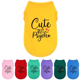 Expressive Polyester Dog Shirt Vest: Soft and Lightweight Puppy Shirt for Small and Medium Dogs, Featuring The Playful 'Cute but Psycho' Slogan Print Shirts Tank Top Yellow S