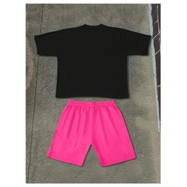 SOLY HUX Men's Y2k Grunge Two Piece Set Graphic T Shirt and Track Shorts Outfits Tracksuits Streetwear Black and Pink Medium