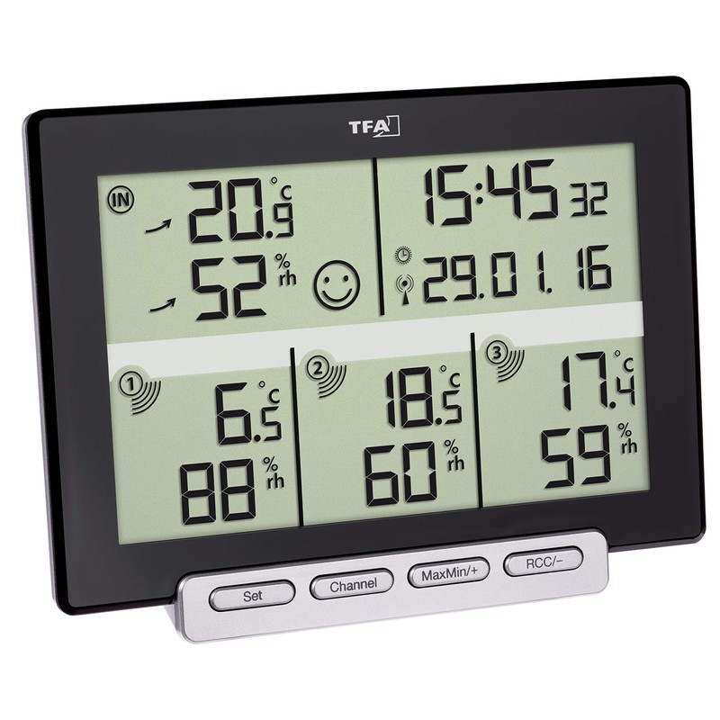 TFA Dostmann Multi-Sens Wireless Thermo-Hygrometer with 3 Transmitters for Controlling