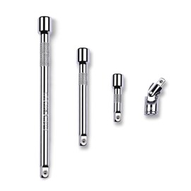 HUANR Tubular Box Spanner Set of 4 Chrome Vanadium Steel Spark Plug Wrench Set, 1/4 Tubular Socket Wrench Set, 45 mm, 50 mm, 100 mm, 150 mm, for Socket Spanner and Ratchet Wrench