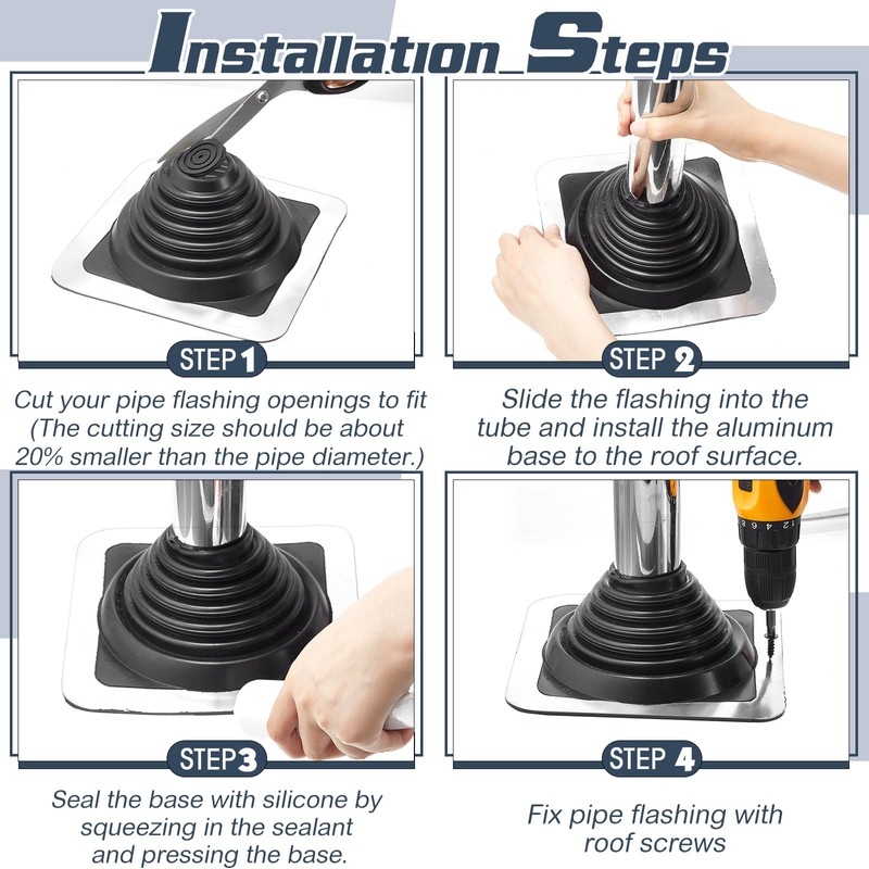 Yaocom Metal roof Vent Boot Chimney Flashing roof Jack Pipe