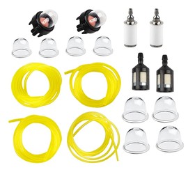 Huswell 4 Size 4-Feet-Long Small Engine Fuel Line Gas Hose Tube for Stihl Weedeater Craftsman Husqvarna String Trimmer Chainsaw Blower with Snap in Primer Bulb, Primer Pouland Bulb, Fuel Filter