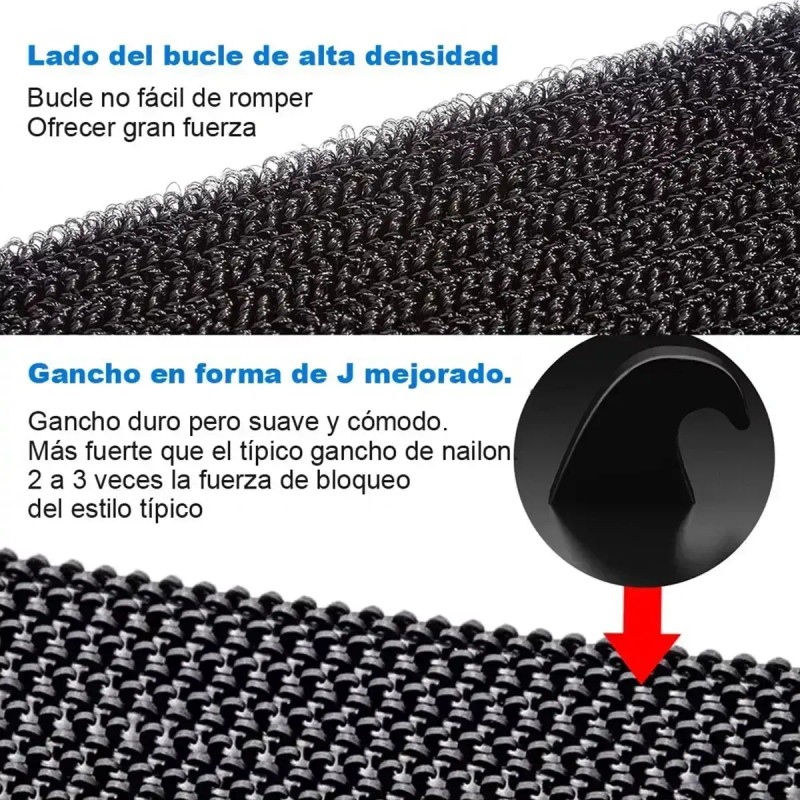 Cierre Adherente Autoadhesiva Gancho Y Felpa 10m Negro Nylon Reutilizable