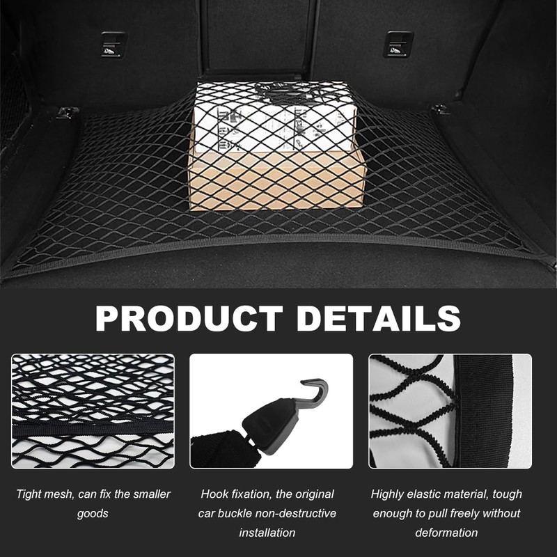 BWBWND Elastic Cargo Net for SUV, 27.6" x 19.7" Stretchable